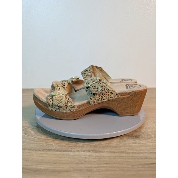 Dansko Women’s Sophie Slide Sandal Clog size 39 US 8.5-9 Gold Animal Print - Picture 6 of 10